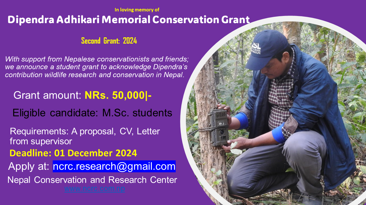 Dipendra Adhikari Memorial Conservation Grant Notice